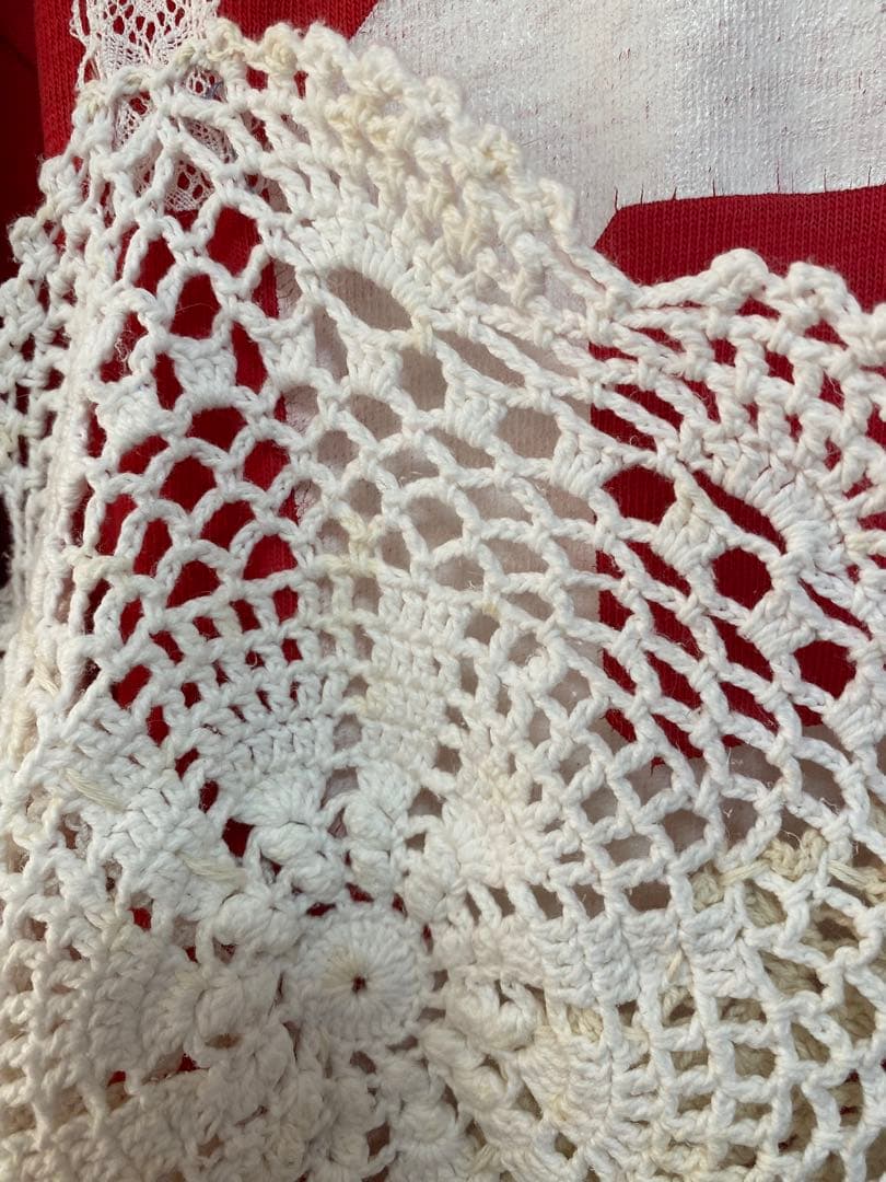 アンティークレース編みドイリーリメイクリボンキャミソール