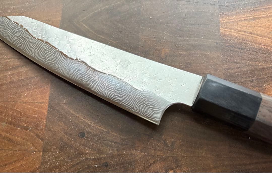 二唐刃物　SPG STRIX 切付　ペティ　150mm 包丁槌目　ダマスカス