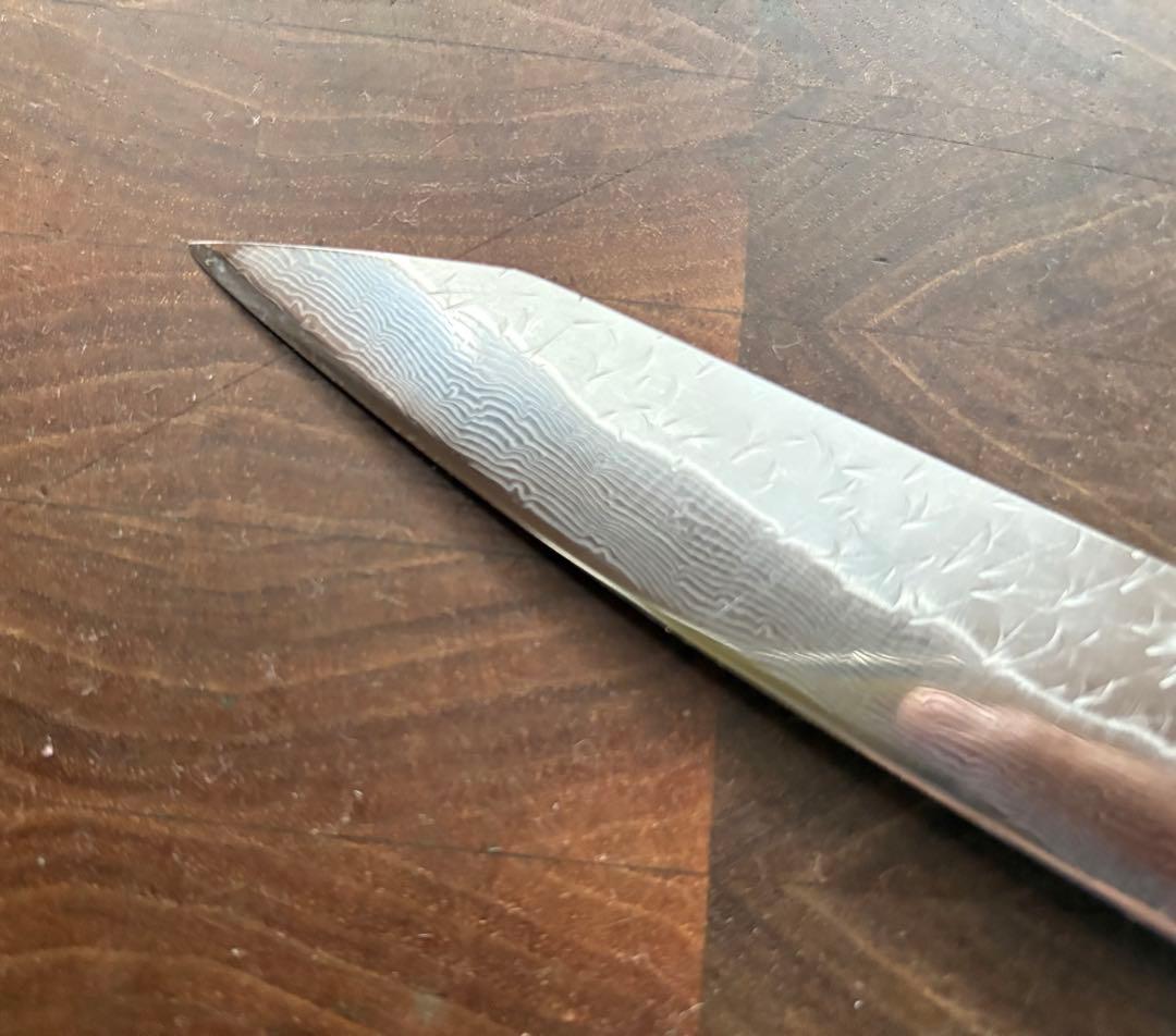 二唐刃物　SPG STRIX 切付　ペティ　150mm 包丁槌目　ダマスカス