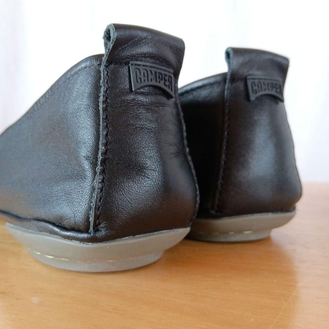 y*i様 美品◆CAMPER カンペール　パンプス　フラット　ギャザー　ブラック