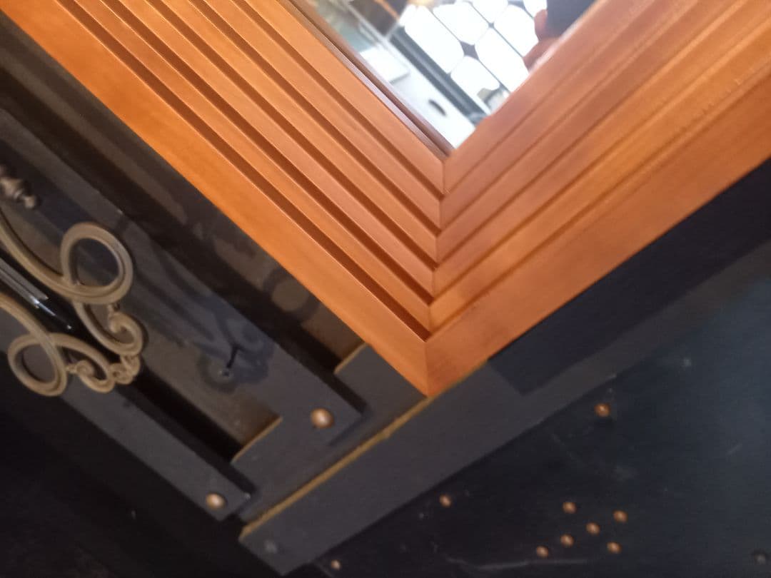 デンマーク　チーク　無垢材　アート　スクェア　フレーム　大型　ウォール　ミラー