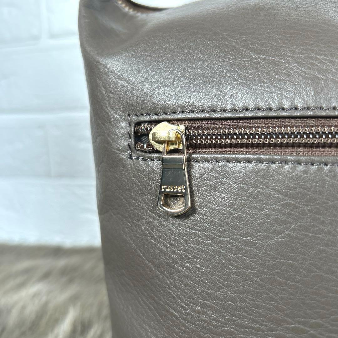 ラシット　RUSSET レザーショルダーバッグ　グレージュ　2way K1447