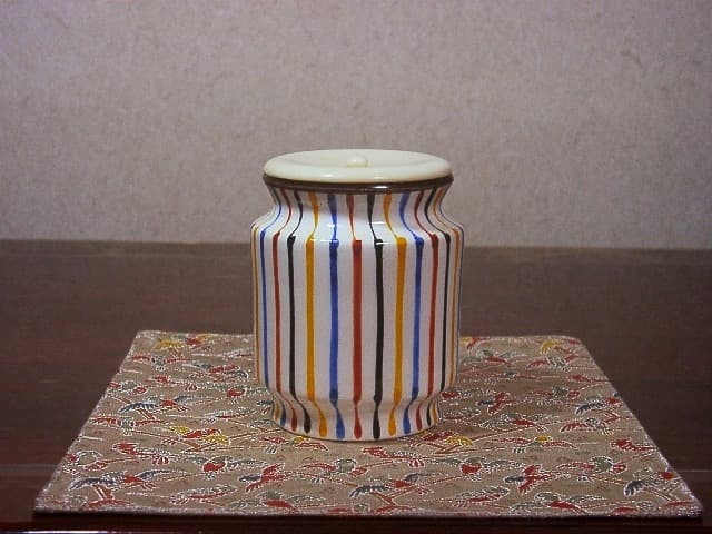 今日庵　加藤丈佳作　紅毛写　茶入　箱：太翁在印　共箱　古物。