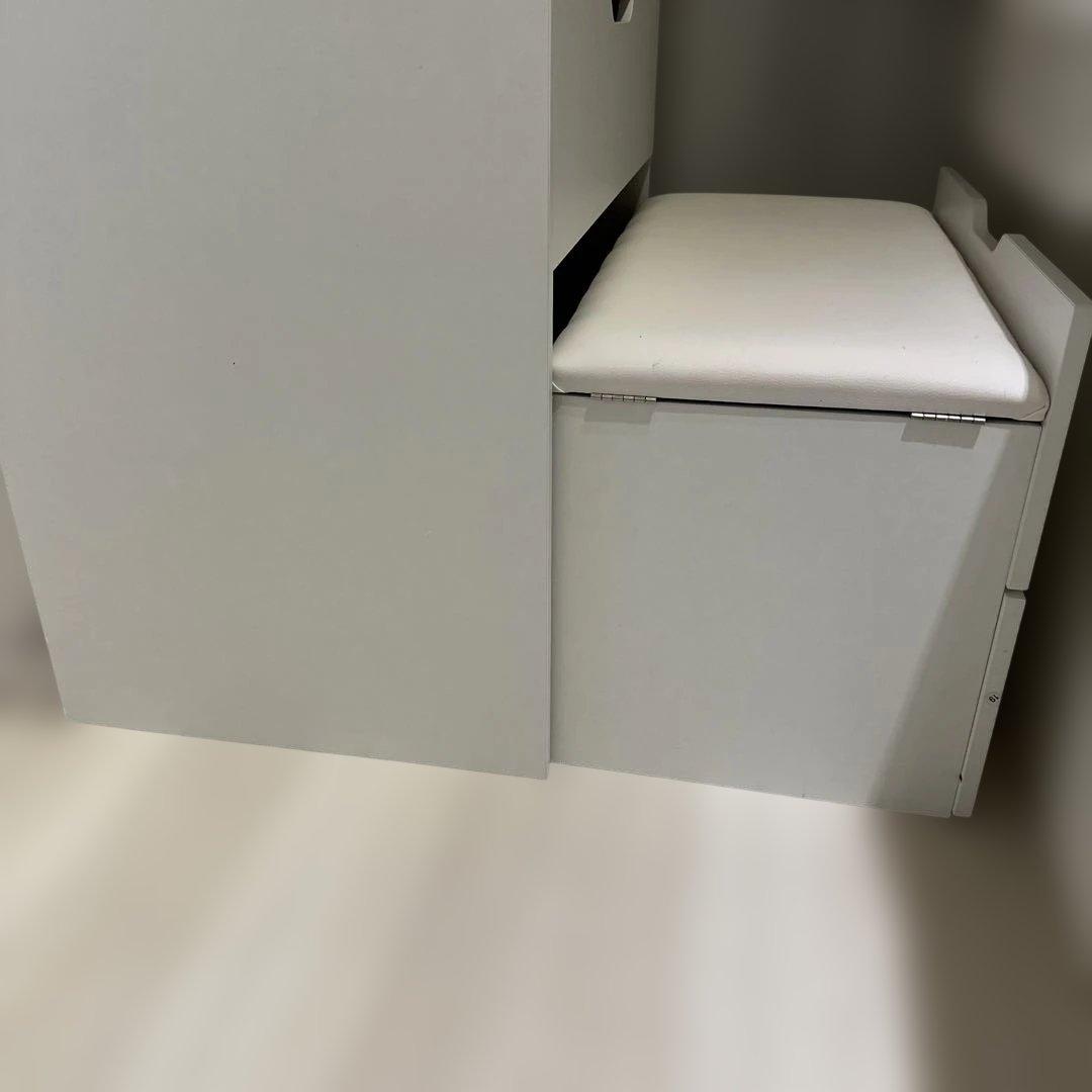 1台3役 ドレッサー キャビネット サイドテーブル 鏡付き スツール付き