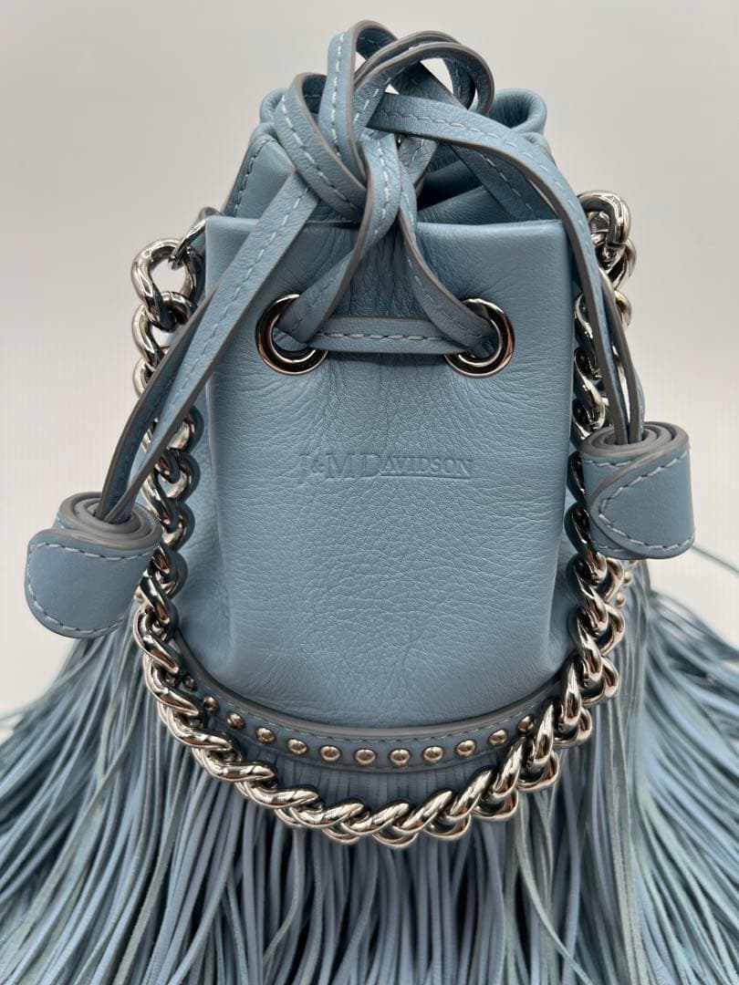 【J&Mデヴィッドソン2WAYバッグ】ショルダーブルー青水色フリンジチェーン