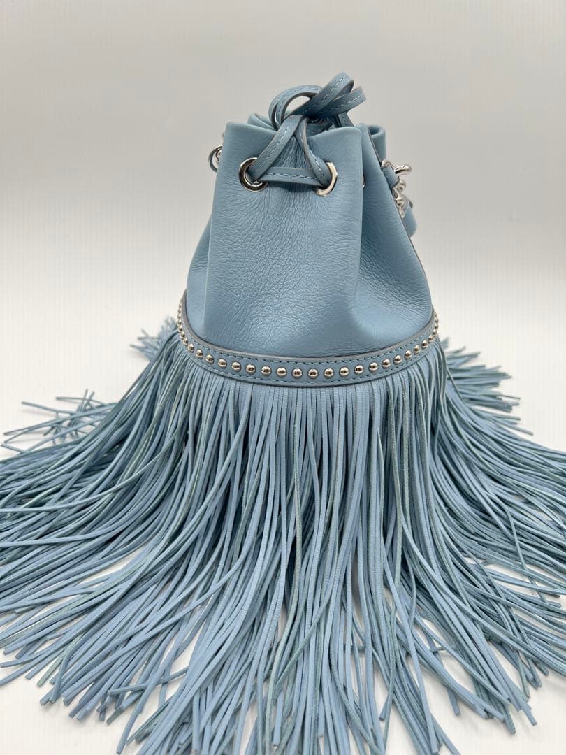 【J&Mデヴィッドソン2WAYバッグ】ショルダーブルー青水色フリンジチェーン