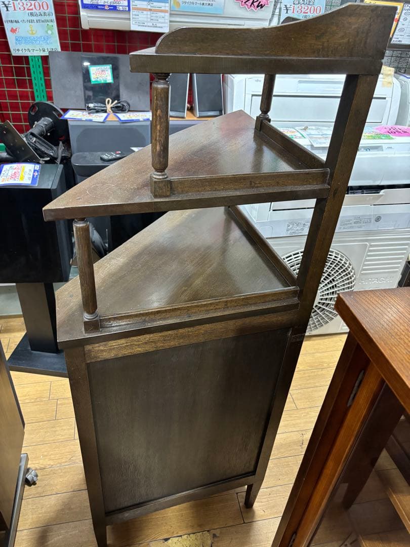 T61 ダークブラウン コーナーキャビネット 昭和レトロ