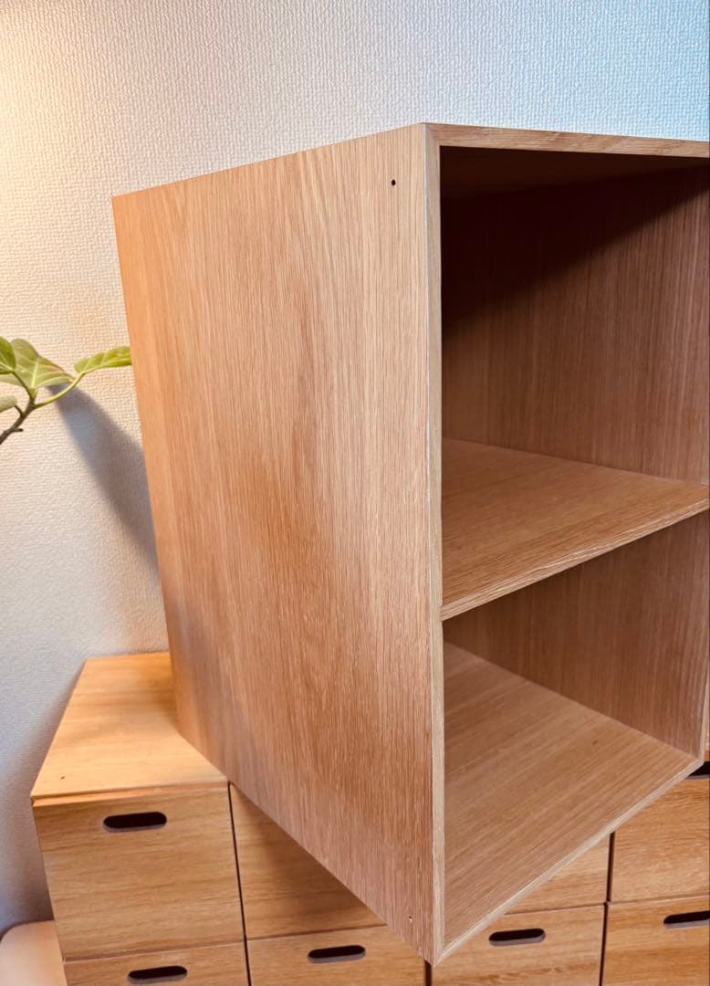 ☘️送料込⭐️超美品⭐️廃盤希少⭐️無印良品⭐️木製収納ケース⭐️オープン ワイド⭐️オーク材