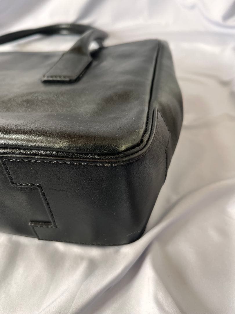 美品 HIROFU ヒロフ 高級牛革 Hロゴ 型押しトートバッグ ブラック