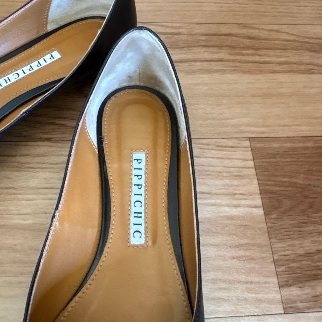 ピッピシック LINDA スクエアトゥ　フラットパンプス　23.5