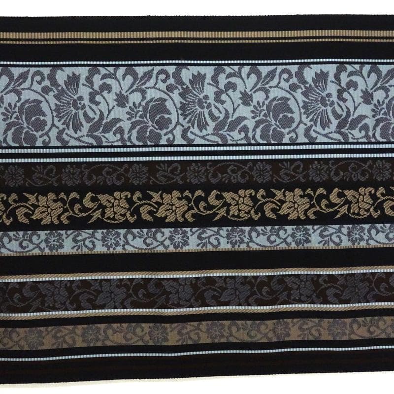 博多織 名古屋帯 博多帯 八寸帯 新品 仕立て込み 正絹 黒 縞 井上絹織