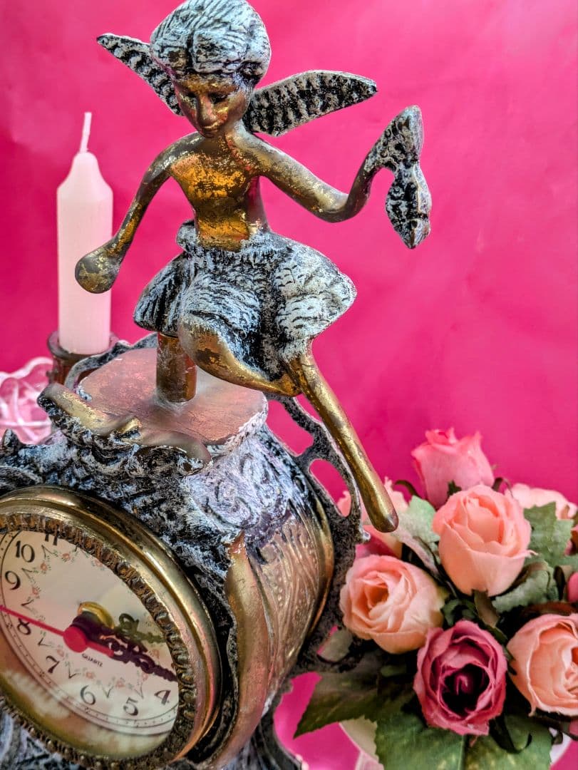 お値下げ✢スペイン製✢ヴィンテージ天使の置時計✢動作確認済