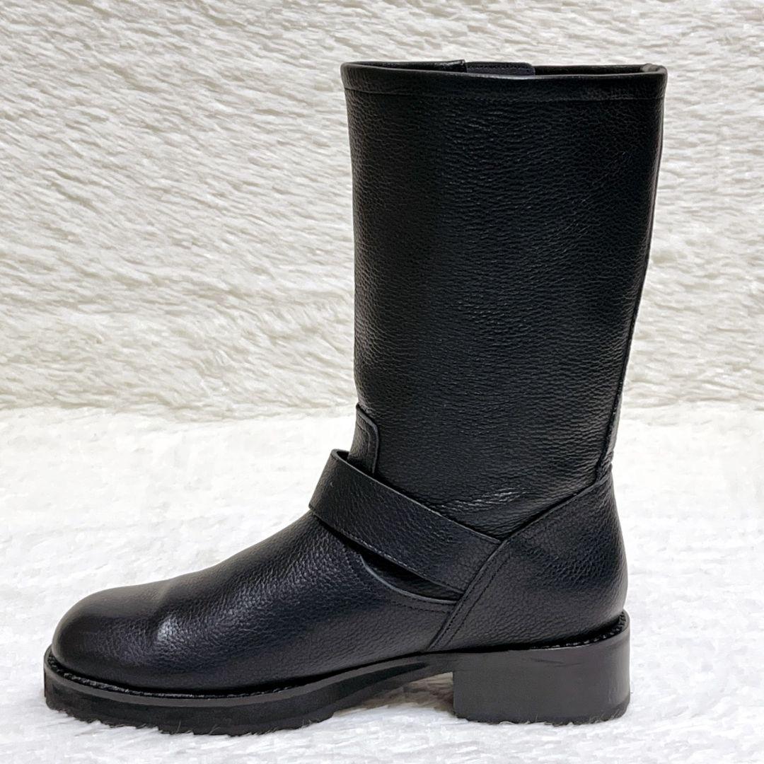 【極美品】ルタロン ミドル丈 ブーツ 22.5 エンジニア 黒 シボ感 金具