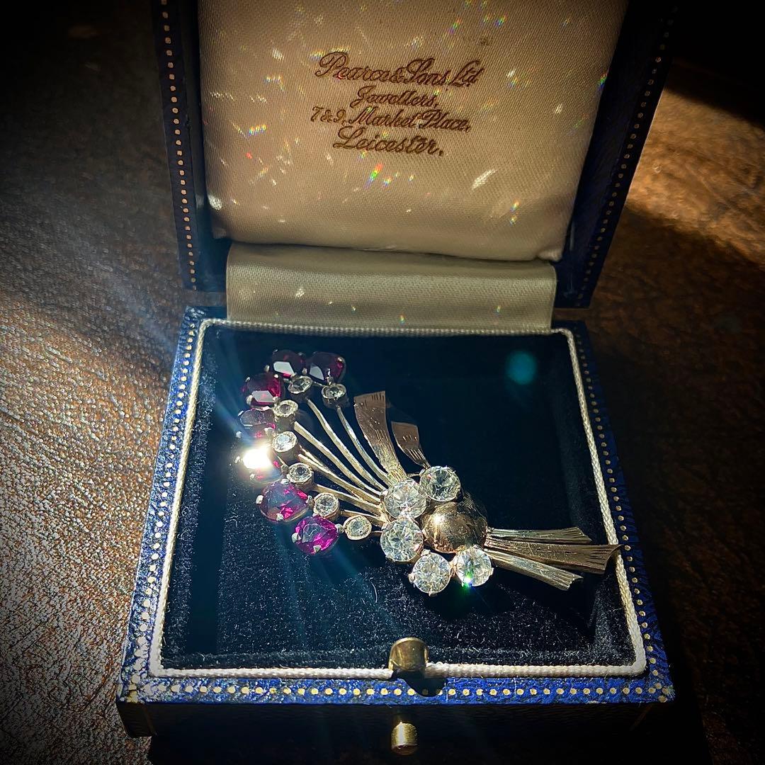 ビンテージ　天然ロードライトガーネット　　 ブローチ