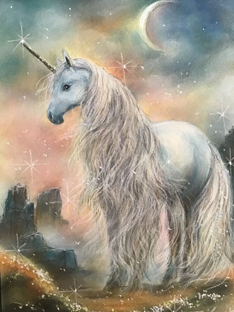 rainbow angel ハンドメイドパステル画　絵画アート原画