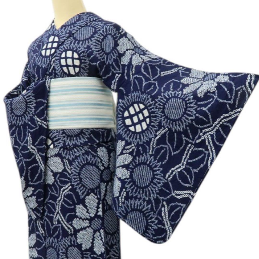 Jasmine❤︎様✺美品未着用 有松鳴海絞り 向日葵 高級浴衣 着物 A3388