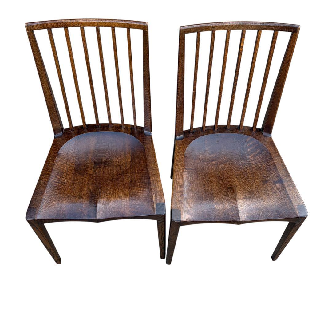 起立木工 ナラ材 パレスDチェア 木製 ダイニングチェア 2脚セット