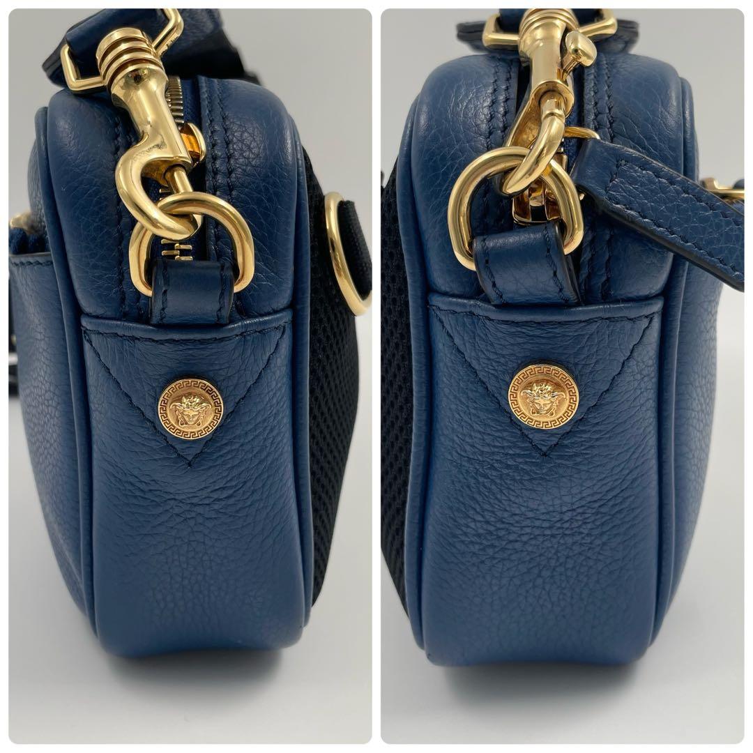 【✨極美品】 ヴェルサーチ カメラバッグ メデューサ 2way グレカ ブルー