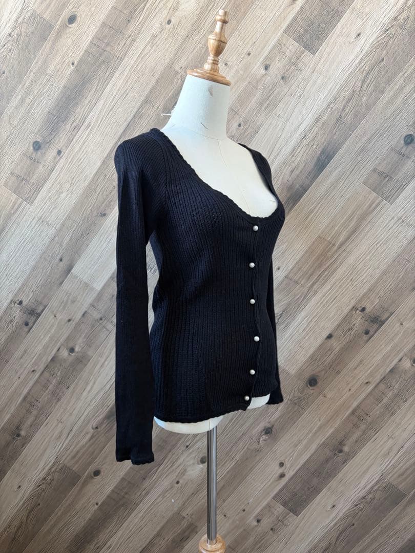 ドルチェアンドガッバーナ リブ編み パールボタン 長袖 ニット カーディガン