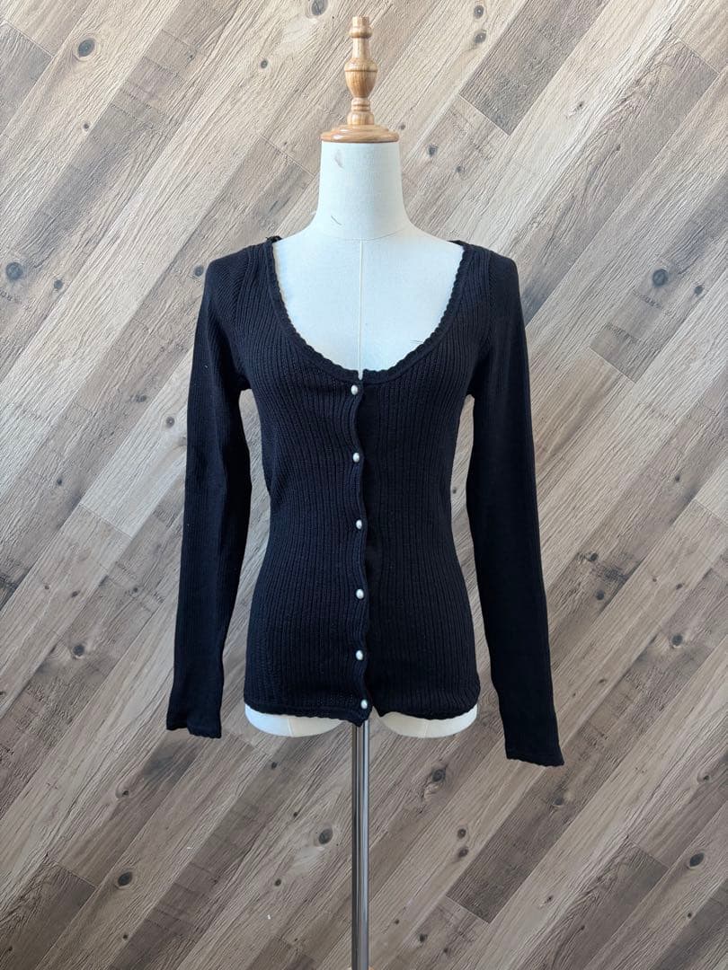 ドルチェアンドガッバーナ リブ編み パールボタン 長袖 ニット カーディガン