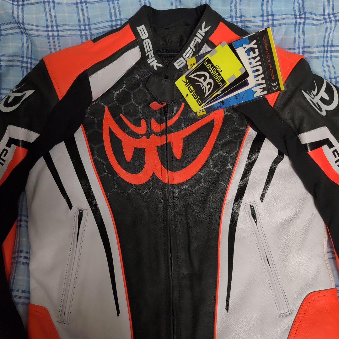 新品　ベリック　レザージャケット　52サイズ　黒／白／赤　LL　BERIK