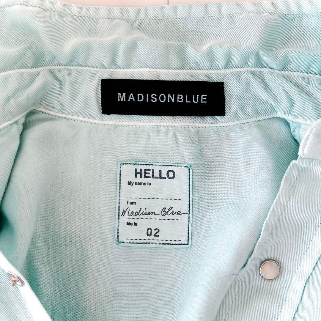 美品 マディソンブルー ウエスタンシャツ ライトブルー 長袖シャツ 02 刺繍
