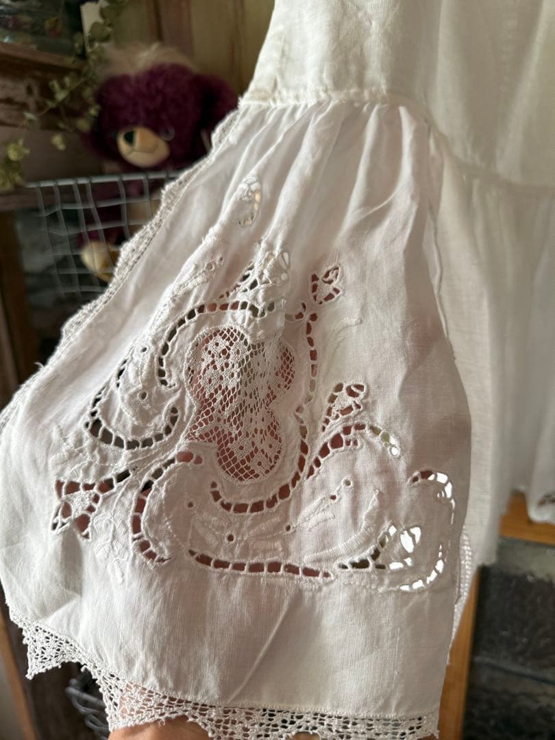 アンティーク刺繍レースのふりふりカーテンஐ⋆*ナチュラルリネン