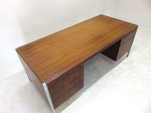 希少品/ヴィンテージ　Knoll/ノール/ノル 　ローズウッド材デスク　両袖机