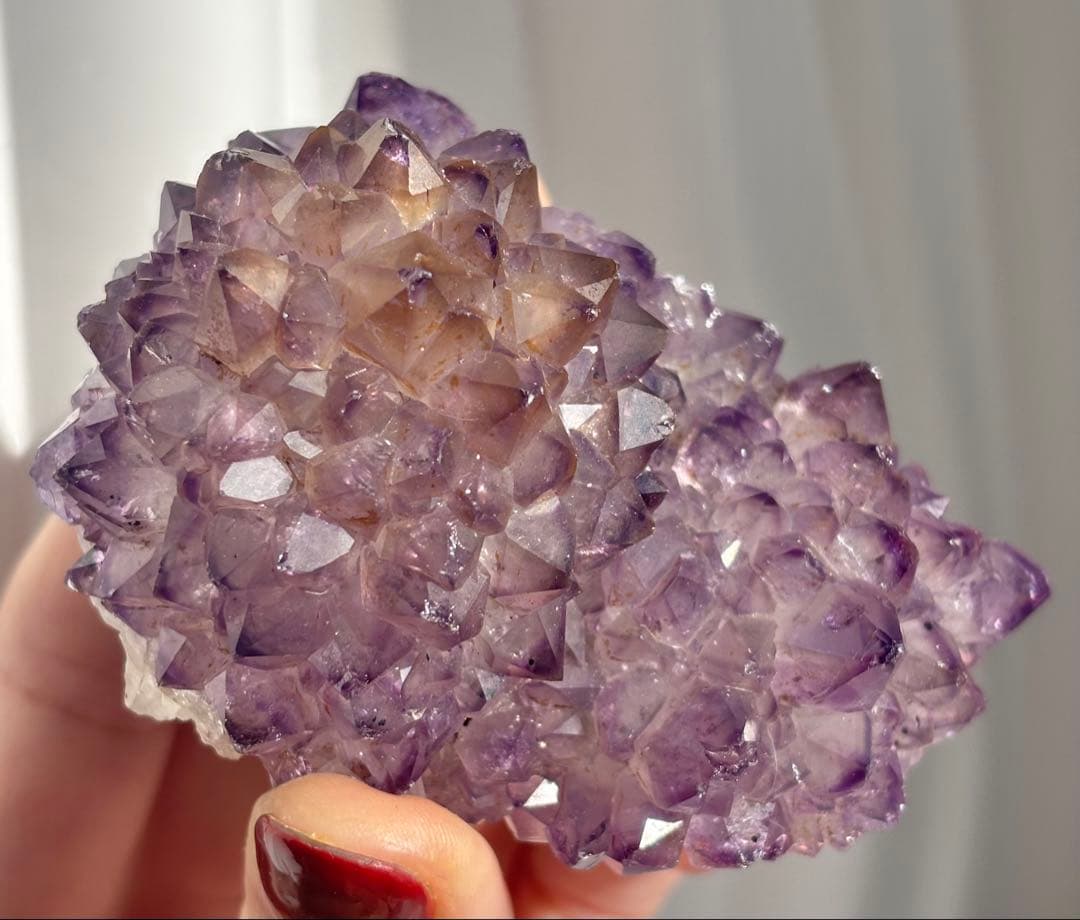 《高品質・紫陽花結晶》アメジスト×アメトリン＊ツインクラスター　レア　台座付き