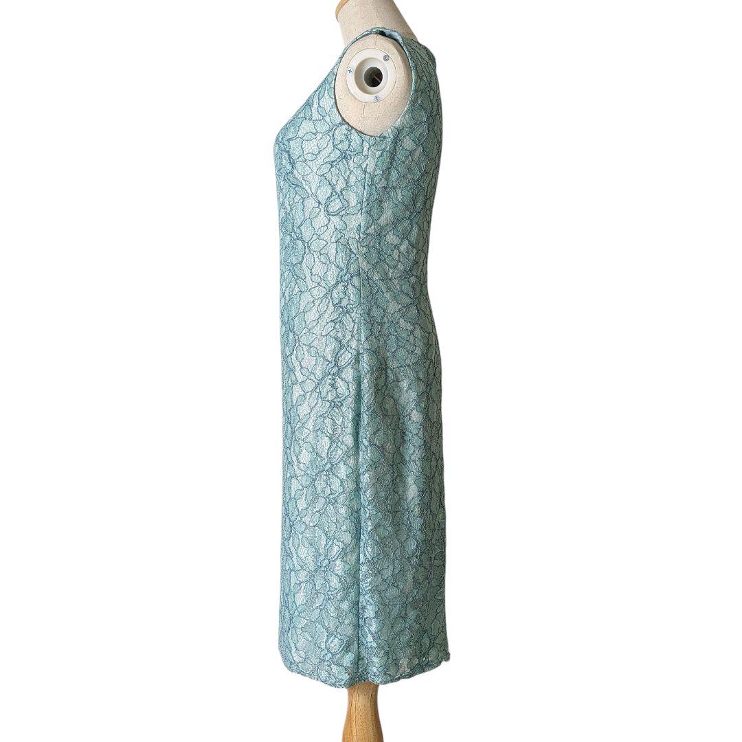 タダシショージ／ミントカラー 総レースドレス ワンピース グリーンノースリーブ