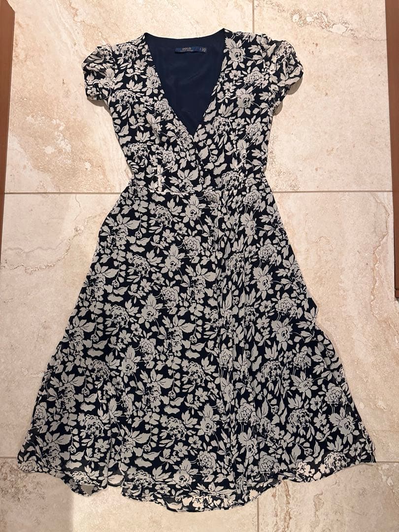 ポロラルフローレン　花柄ラップカシュクールワンピース