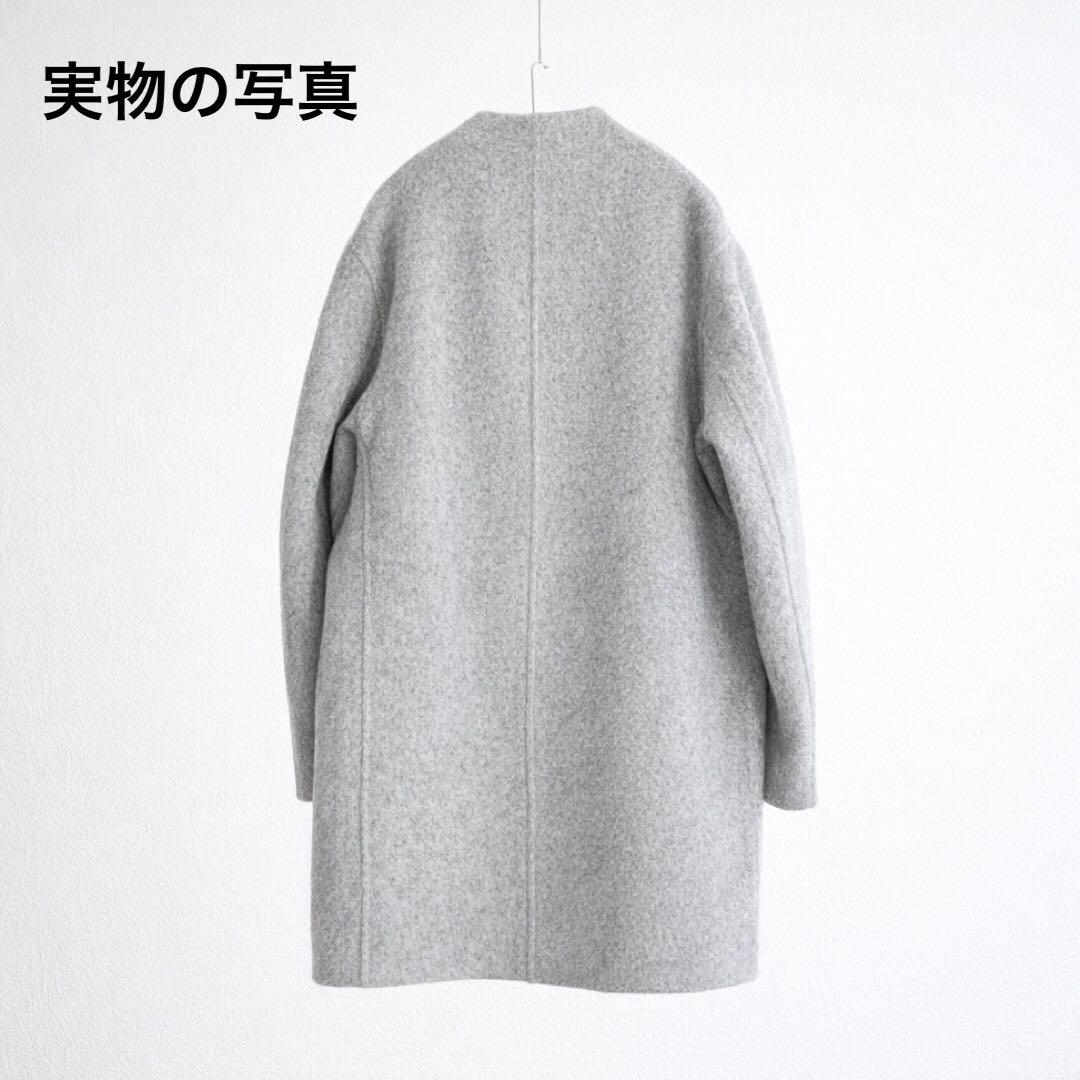MUJI Labo 婦人　カシミヤ混ノーカラーコートL ライトグレー　ムジラボ