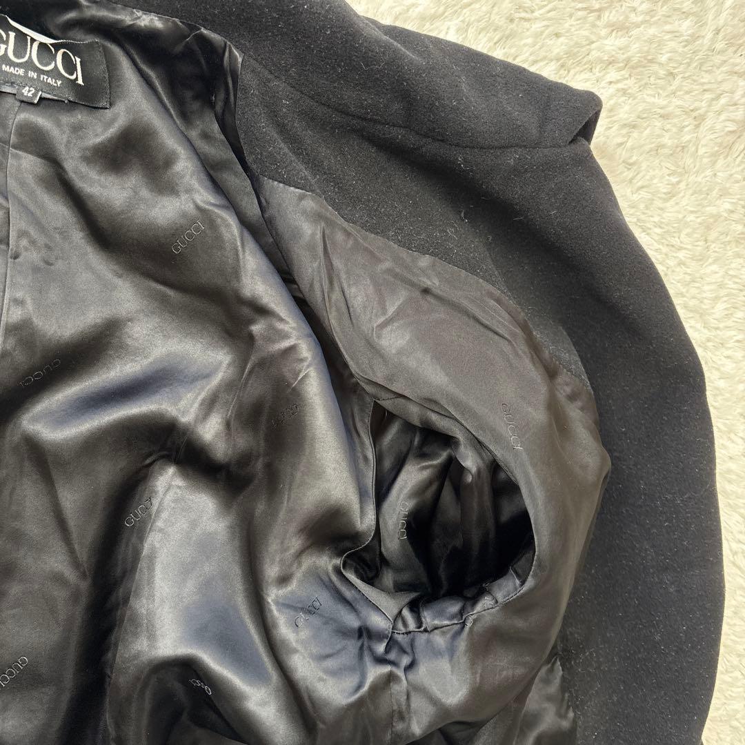 GUCCI グッチ　アンゴラウールピーコート　ヴィンテージ ブラック　金釦