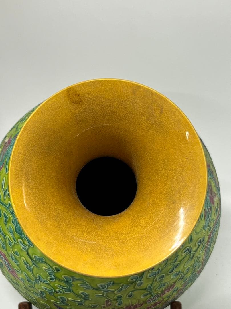 【整理品】極上 清時代龍鳳紋花瓶 /西す—43