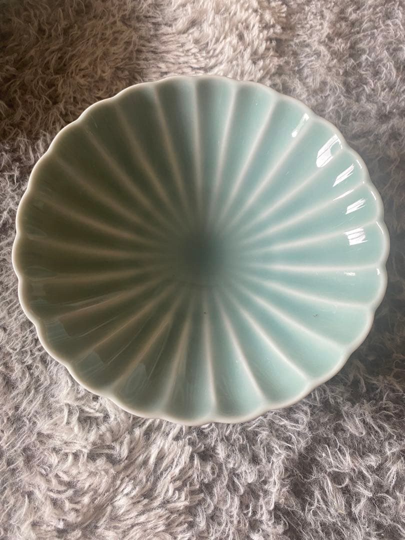 深川製磁　青磁菊割子付け揃　皿5客