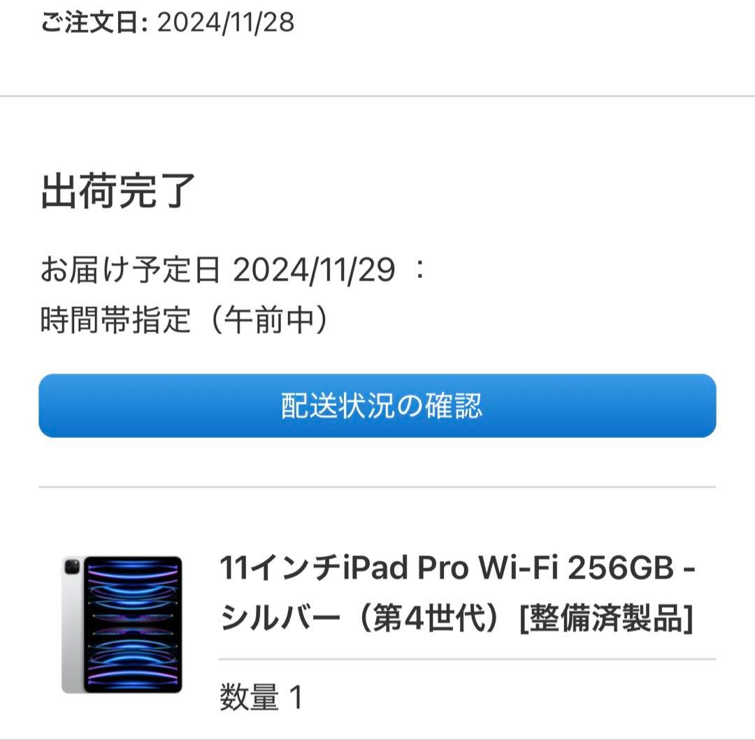 iPad Pro 11インチ 第4世代 Wi-Fi 256GB シルバー 超美品
