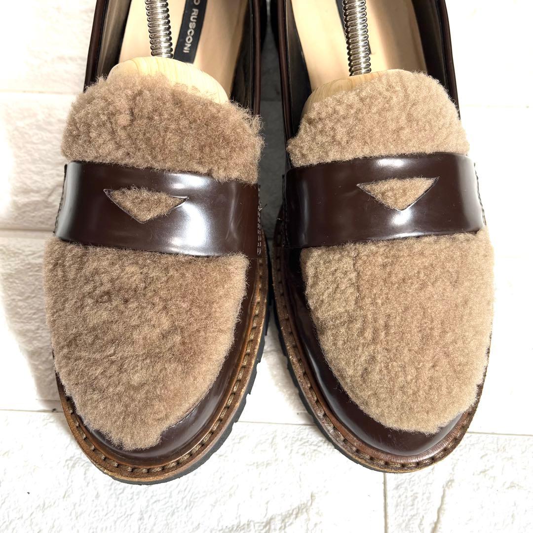 【ほぼ未使用】FABIO RUSCONI ファー付き　ローファー