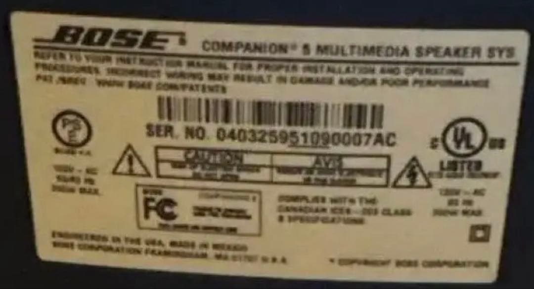 BOSE Companion5 マルチメディア　スピーカー　梱包たのメル便発送