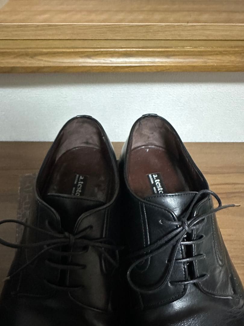 【着用1回極美品】a.testoni ストレートチップ黒UK6.5 25.5cm