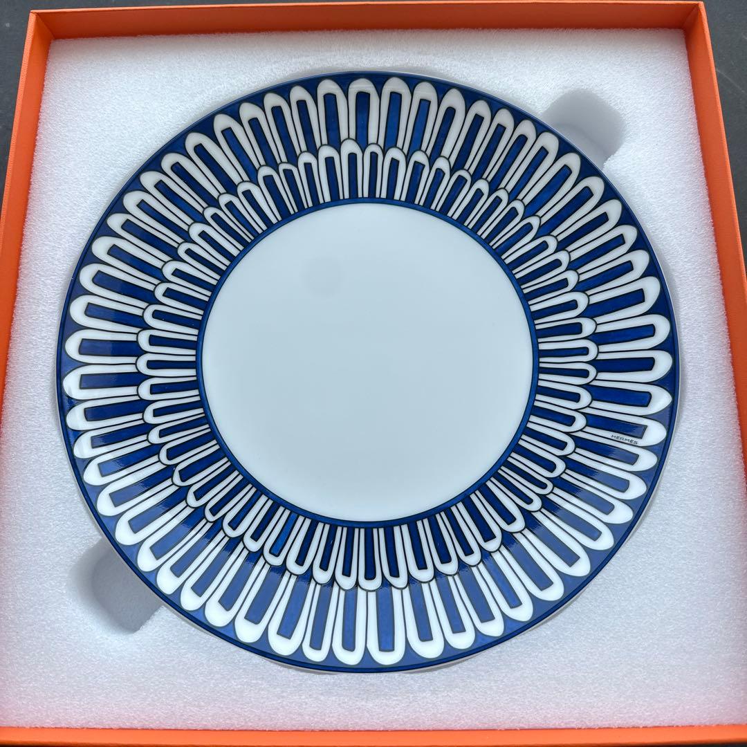 HERMES エルメス【未使用】デザートプレート 21cmブルー ダイユール