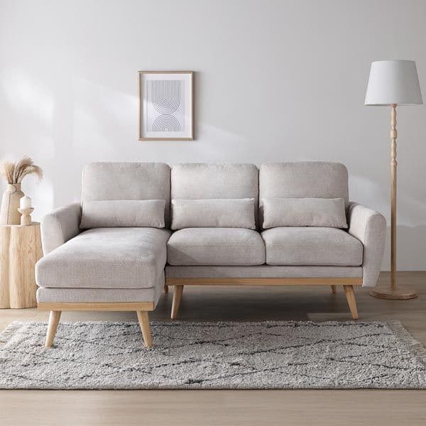 カウチソファ ラージサイズ 約幅220cm ベージュ