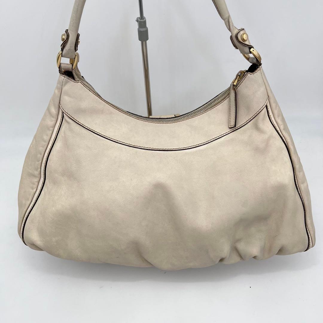 GUCCI ワンショルダーバッグ 肩掛け アビーライン ゴールド金具 レザー 白