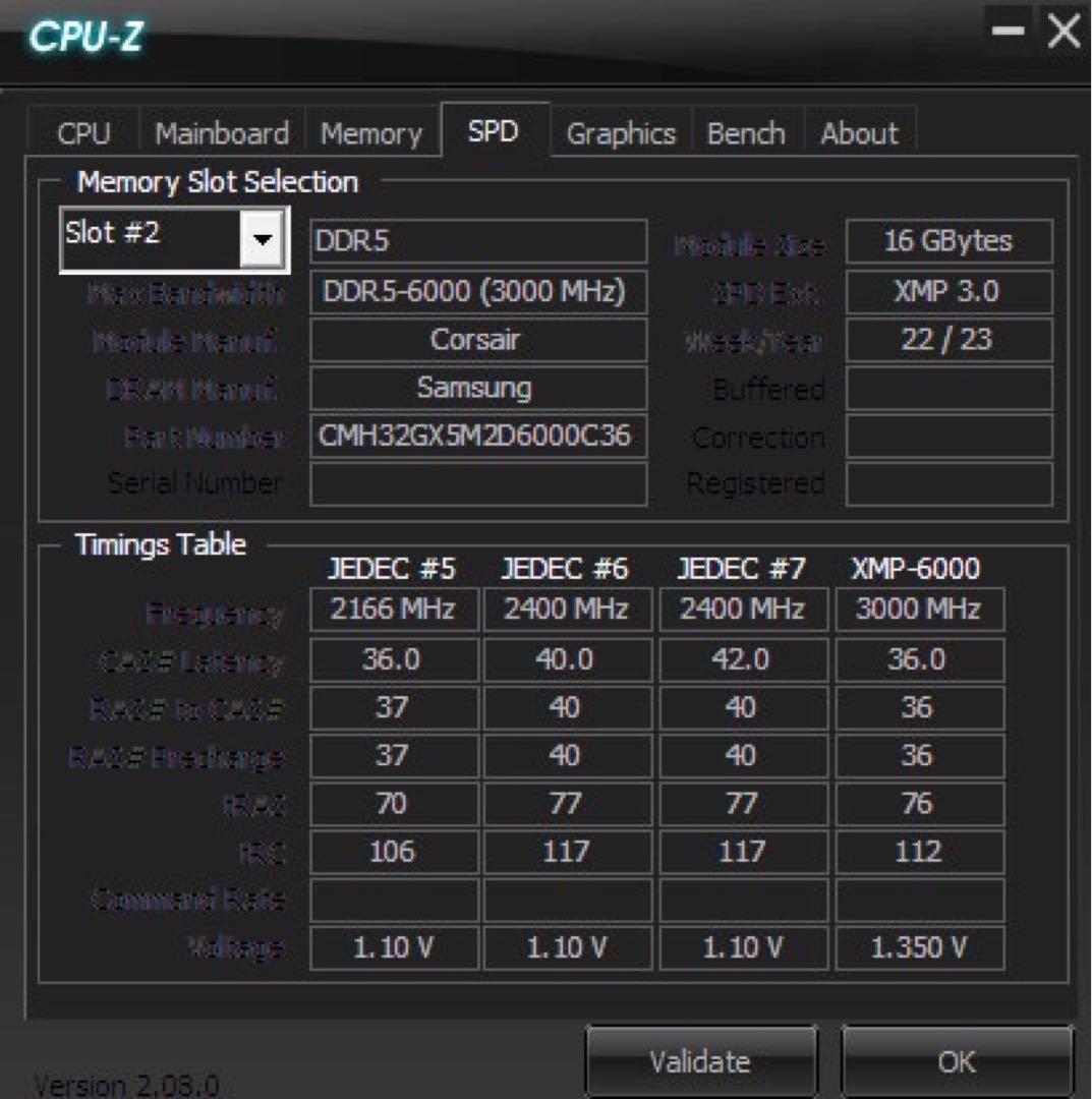K*a様 CORSAIR DDR5 32GB 6000MHz 動作確認済