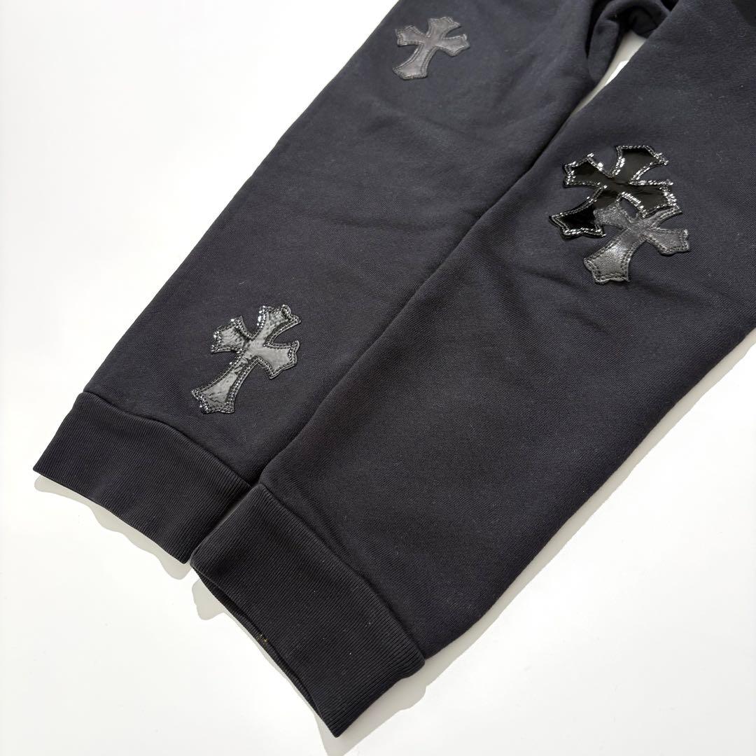 【極美品】CHROME HEARTS スウェット レザーパッチ ブラック XS