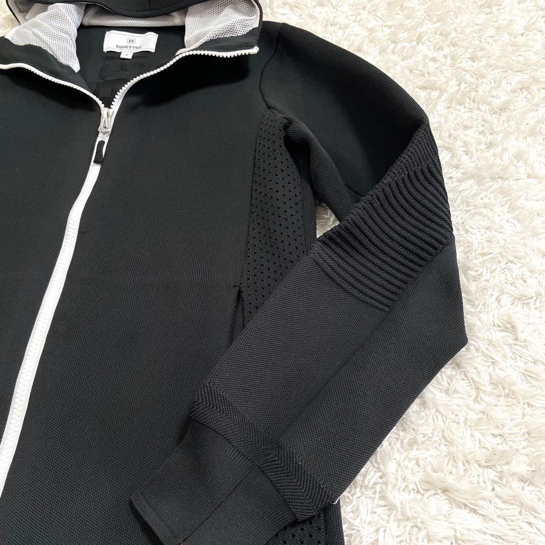 未使用級 ブリーフィングゴルフ ニットパーカー バックロゴ S レディース 黒