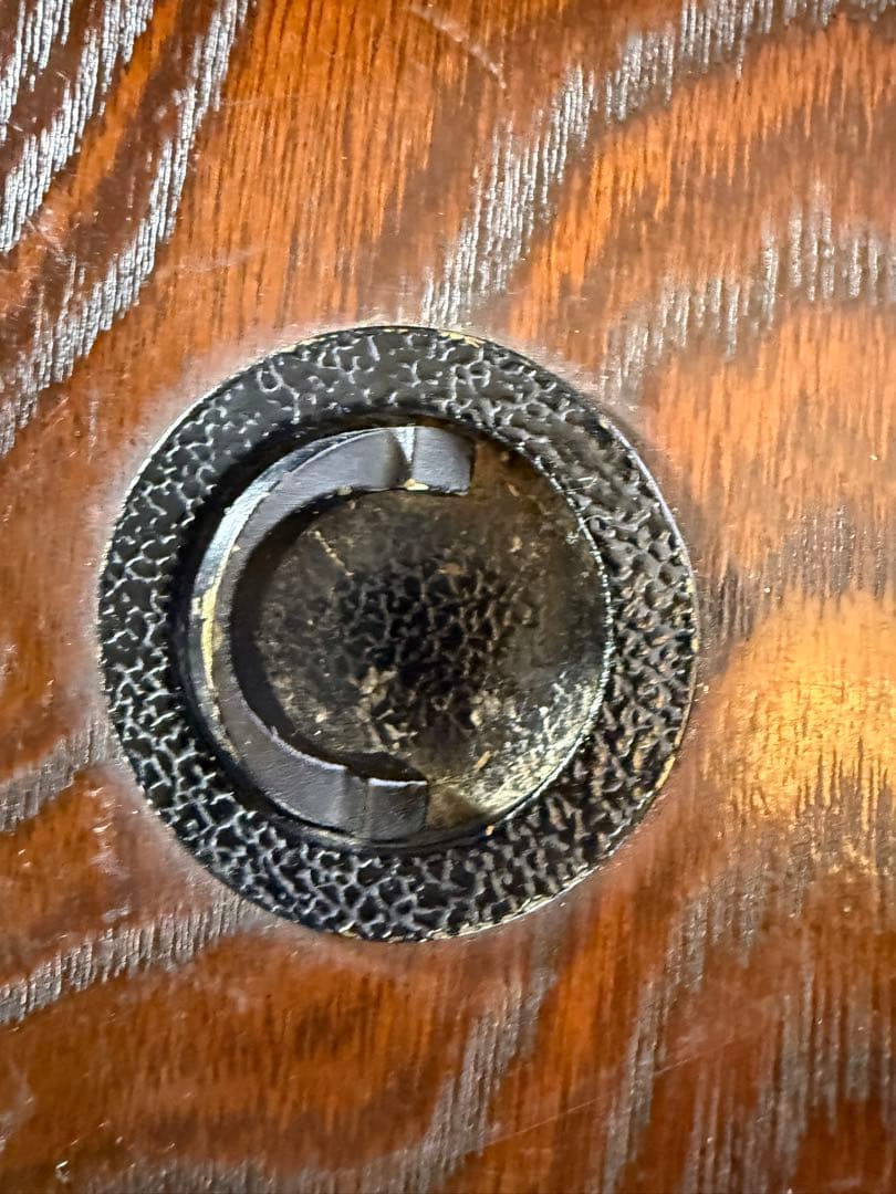 引取限定！　銅製火鉢付 囲炉裏テーブル 昭和レトロ 木製 当時物　現状品