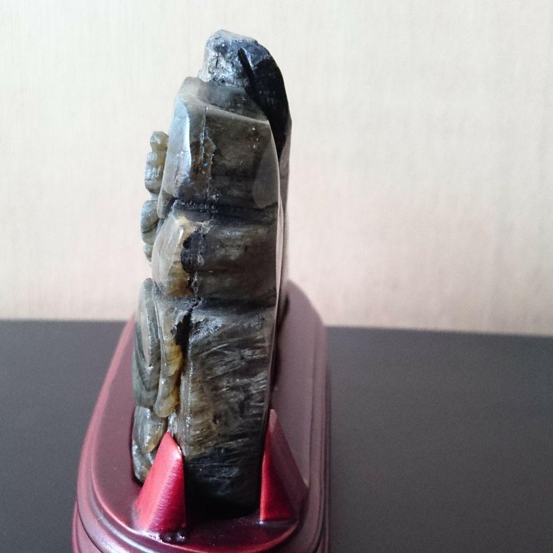 鳳凰 手彫り ラブラドライト 天然石 パワーストーン 石 置物 インテリア