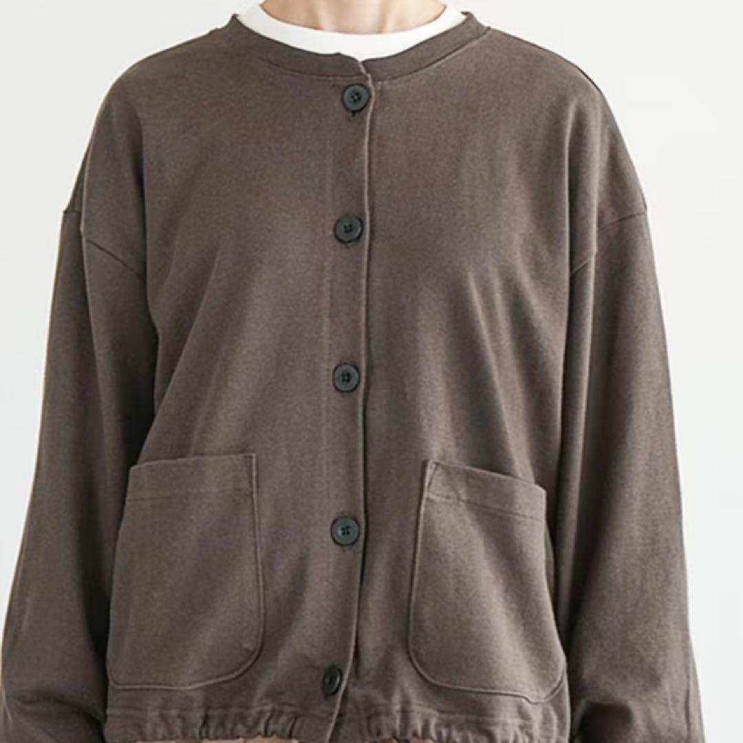 [ソラモナ]ペンネ天竺ドローコードカーディガントップス　茶色　りちゃん