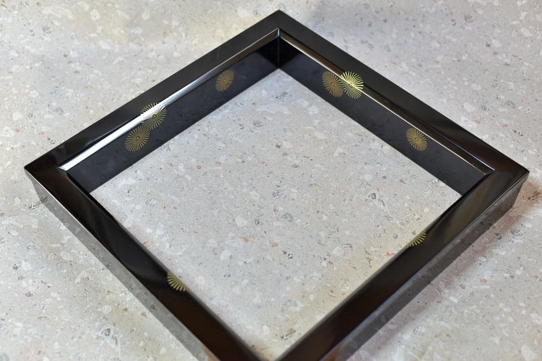 値下げ、真塗蒔絵炉縁　【極上品】お茶道具／共箱囲炉裏