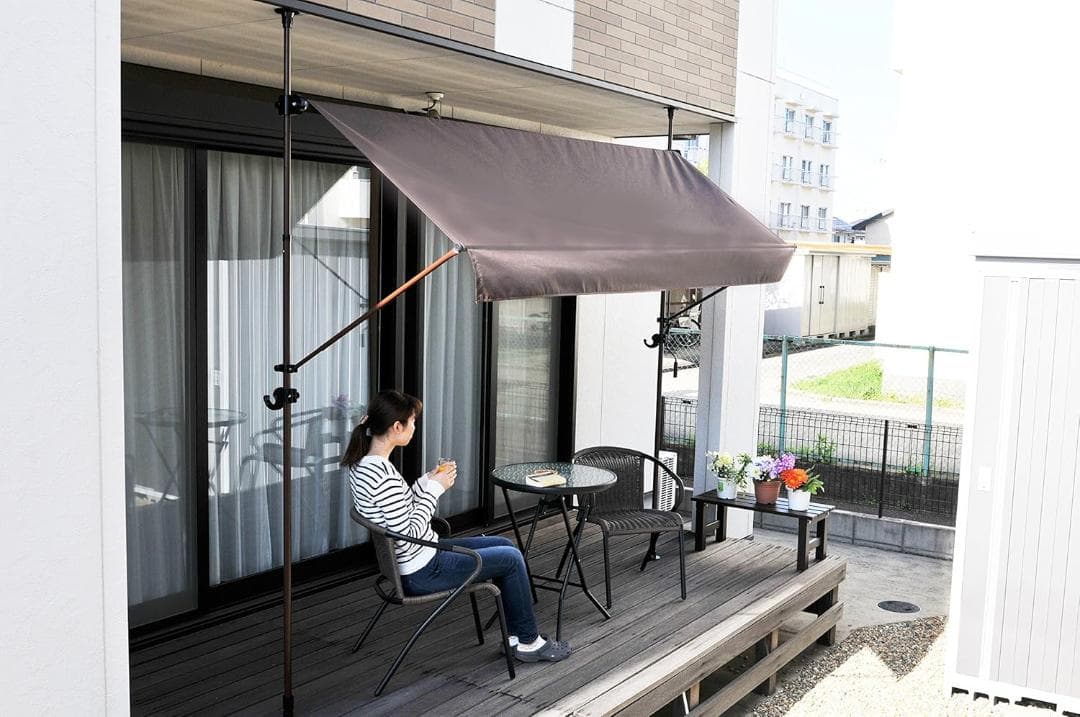 谷村実業 フック付き オーニング 2m ブラウン TAN-1200-20(BR)